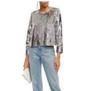 Ganni Silver Sequin Blouse